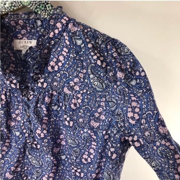 J.Crew Liberty print button-front ruffle-neck popover in Bourton Bloom - Picture 4 of 12